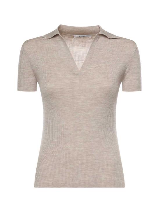  막스마라 반팔 티셔츠 막스 마라 골지 울 폴로 셔츠 탑 핑크