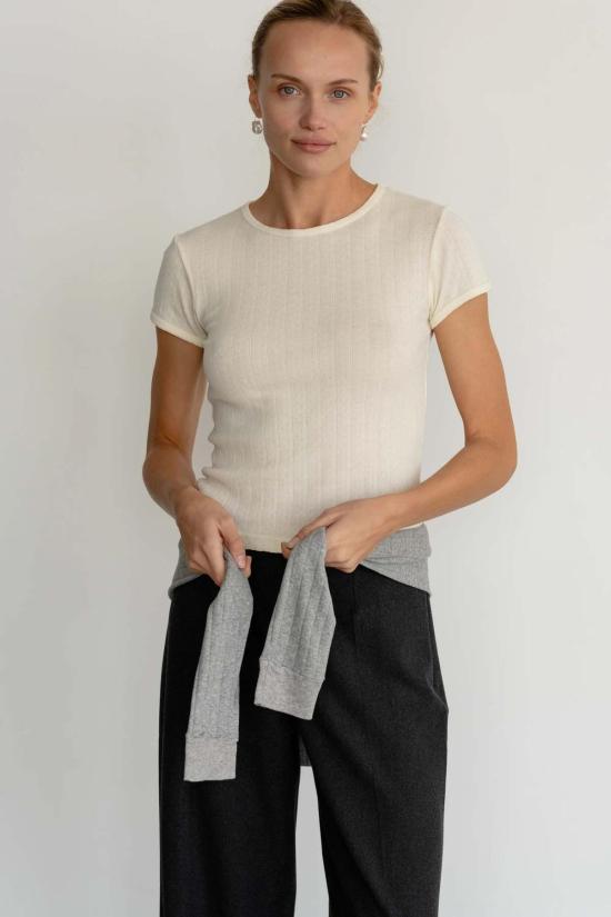  도니 반팔 티셔츠 . 포인텔 베이비 티 크림 - DONNI.