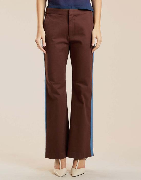  신시아 로리 크롭 팬츠 신시아 로울리 라일리 사이드 스트라이프 크롭 플레어 팬츠 초코 - CYNTHIA ROWLEY