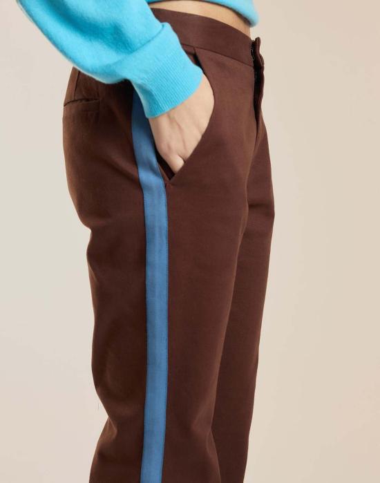  신시아 로리 크롭 팬츠 신시아 로울리 라일리 사이드 스트라이프 크롭 플레어 팬츠 초코 - CYNTHIA ROWLEY