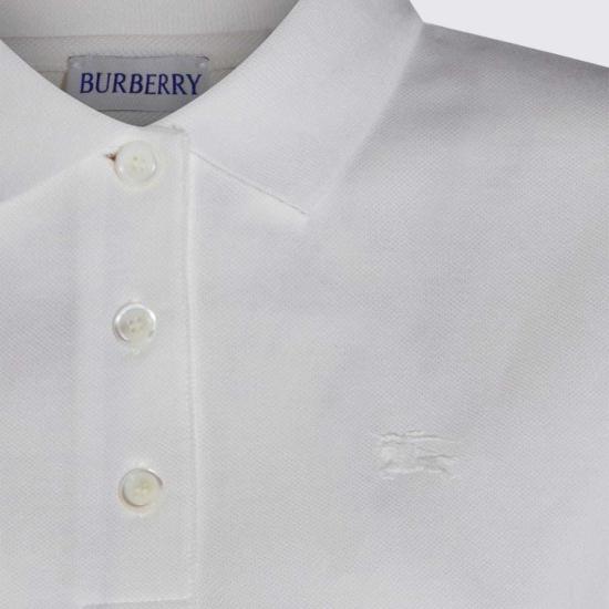  버버리 반팔 티셔츠 코튼 폴로 셔츠 초크 - BURBERRY
