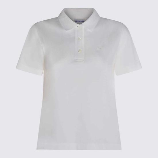 버버리 반팔 티셔츠 코튼 폴로 셔츠 초크 - BURBERRY