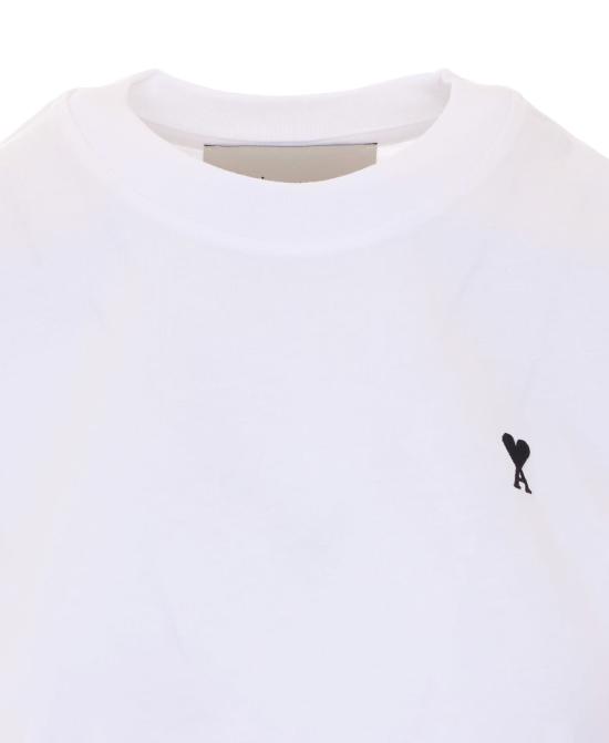  아미 반팔 티셔츠 Ami Alexandre Mattiussi Ami De Coeur 티셔츠 화이트 - AMI