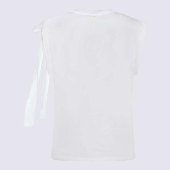  트윈셋 반팔 티셔츠 면 티셔츠 화이트 - TWINSET