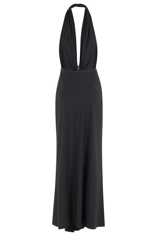  크리스토퍼에스버 롱 원피스 크리스토퍼 에스버 크리스탈 펜던트 러플 라이크라 홀터 드레스 블랙 - CHRISTOPHER ESBER