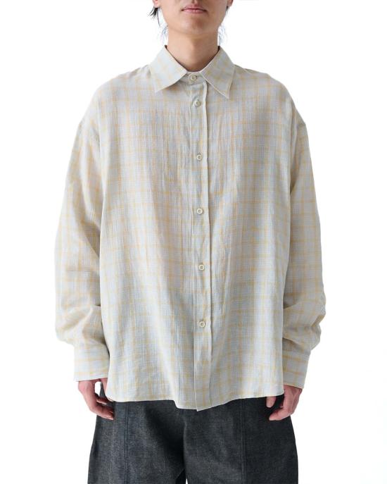  세이지 네이션 긴팔 셔츠 치솜 오버사이즈 긴팔 셔츠 블루/옐로우 체크 - SAGE NATION