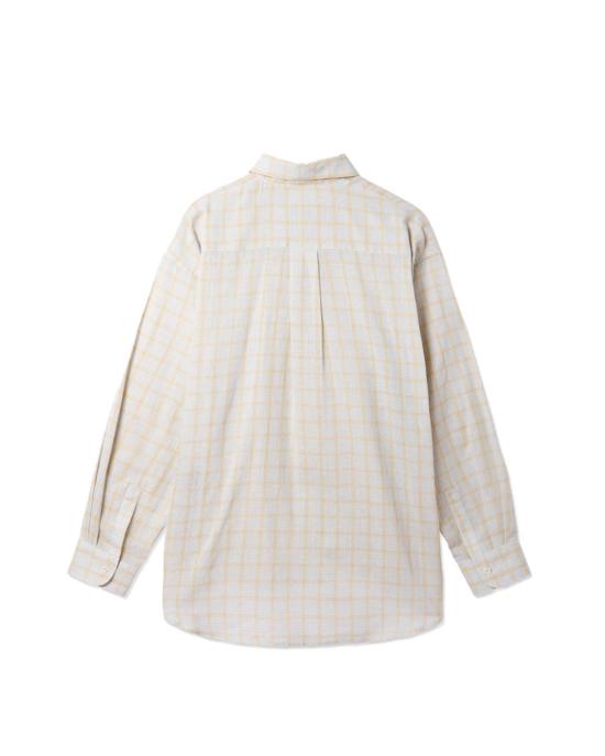  세이지 네이션 긴팔 셔츠 치솜 오버사이즈 긴팔 셔츠 블루/옐로우 체크 - SAGE NATION