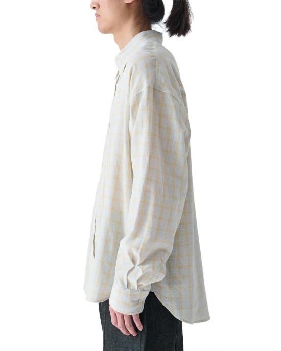  세이지 네이션 긴팔 셔츠 치솜 오버사이즈 긴팔 셔츠 블루/옐로우 체크 - SAGE NATION