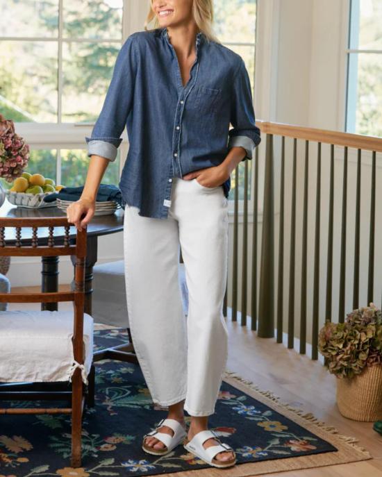  프랭크 앤 에일린 데님 팬츠 프랭크 & 아일린 브레넌 배럴 레그 진 화이트 - FRANK & EILEEN