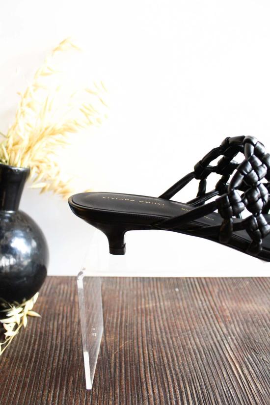  리비아나 콘티 뮬/슬리퍼 우븐 뮬 힐 블랙 - LIVIANA CONTI