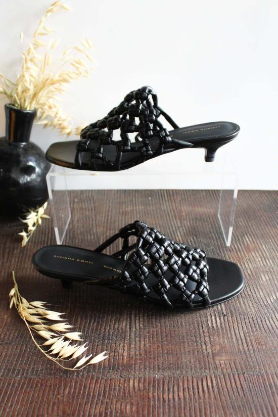  리비아나 콘티 뮬/슬리퍼 우븐 뮬 힐 블랙 - LIVIANA CONTI