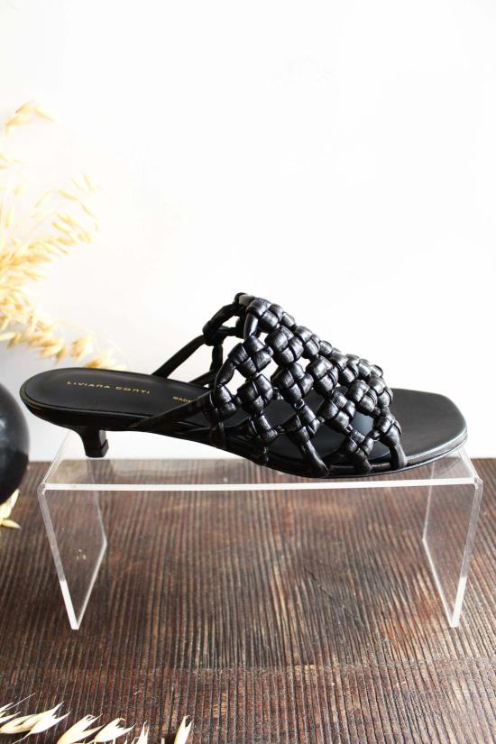  리비아나 콘티 뮬/슬리퍼 우븐 뮬 힐 블랙 - LIVIANA CONTI