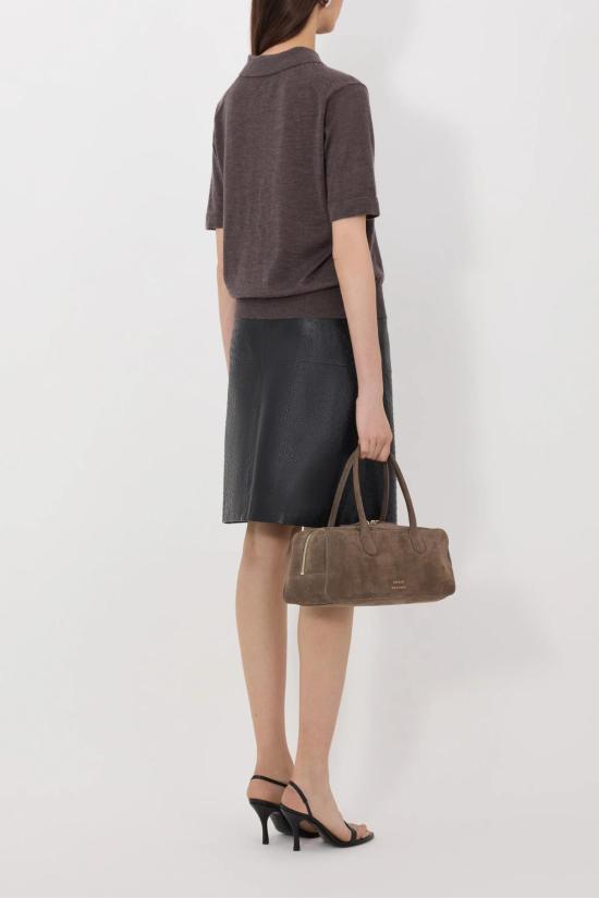  루루 드 세종 스웨터 Loulou De Saison 미고 캐시미어 폴로 브라운 멜 - LOULOU DE SAISON