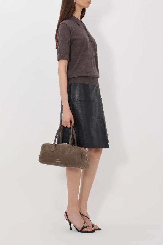  루루 드 세종 스웨터 Loulou De Saison 미고 캐시미어 폴로 브라운 멜 - LOULOU DE SAISON