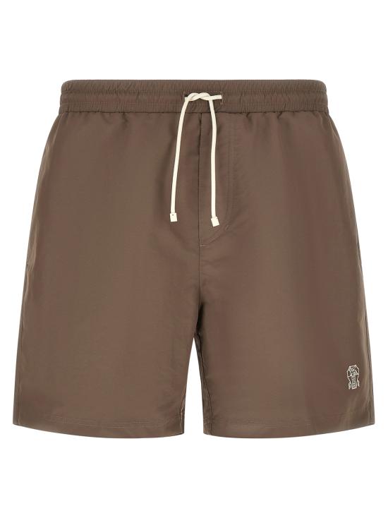 26SS 브루넬로 쿠치넬리 로고 스윔 팬츠 MW817043CMM90 Brown