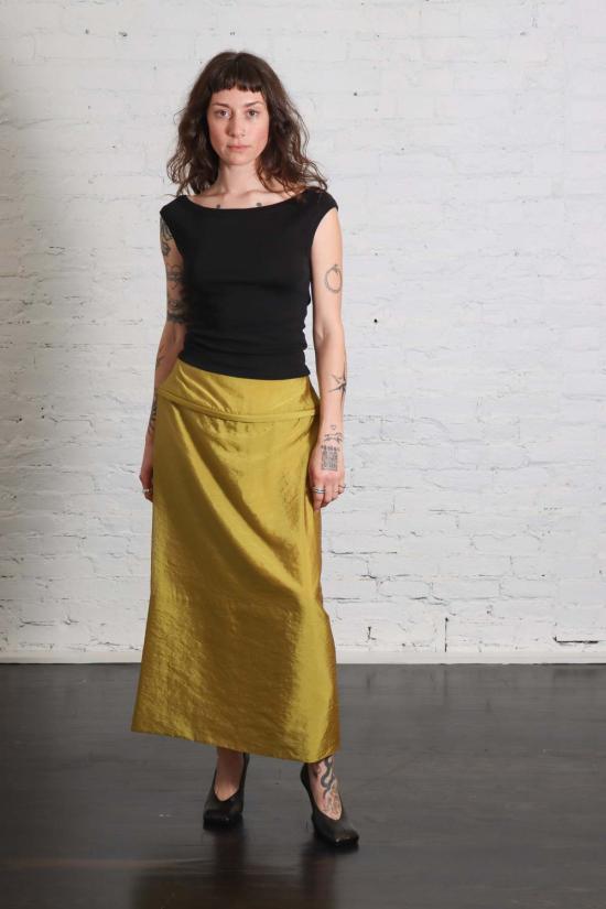  티비 롱 스커트 섀시 후프 펜슬 스커트 블랙 - TIBI