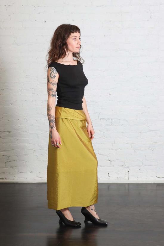  티비 롱 스커트 섀시 후프 펜슬 스커트 블랙 - TIBI