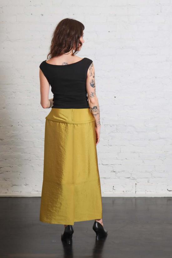  티비 롱 스커트 섀시 후프 펜슬 스커트 블랙 - TIBI