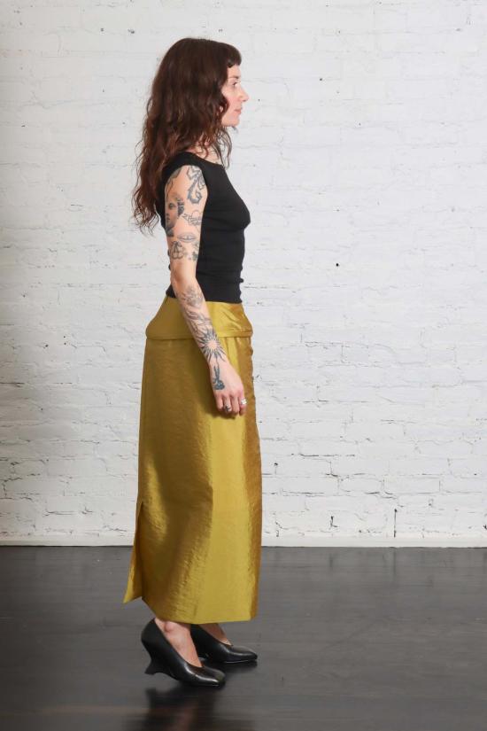  티비 롱 스커트 섀시 후프 펜슬 스커트 블랙 - TIBI