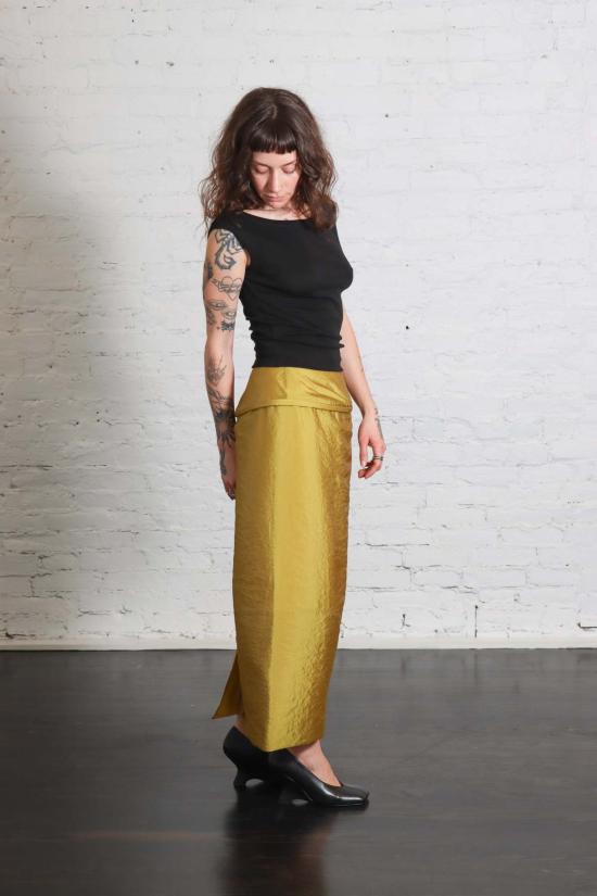  티비 롱 스커트 섀시 후프 펜슬 스커트 블랙 - TIBI