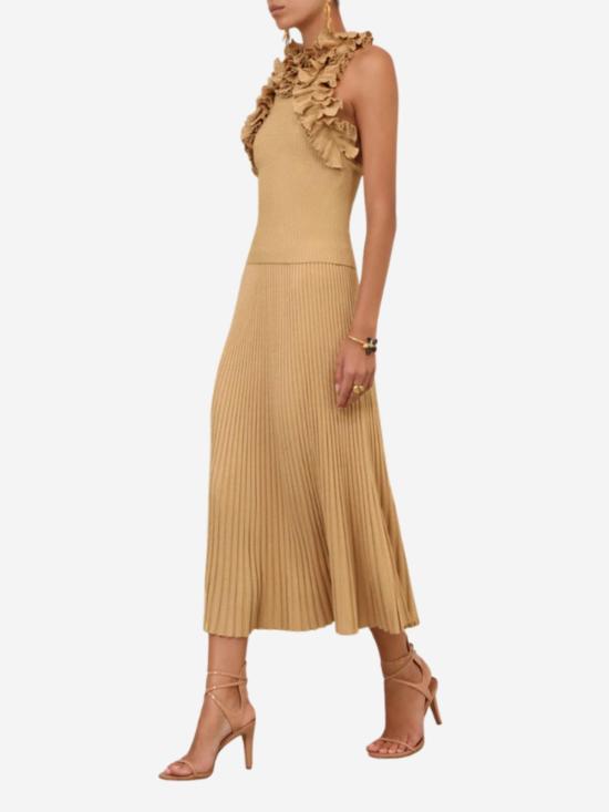  짐머만 민소매 티셔츠 지머만 루나 메탈릭 러플 탱크탑 - ZIMMERMANN