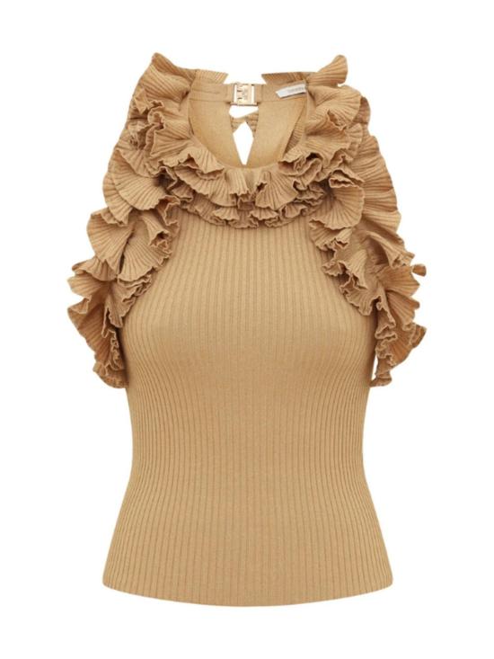  짐머만 민소매 티셔츠 지머만 루나 메탈릭 러플 탱크탑