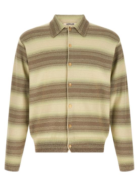 26SS 오라리 가디건 A26SC01GBLIMEGRAYSTRIPE Green