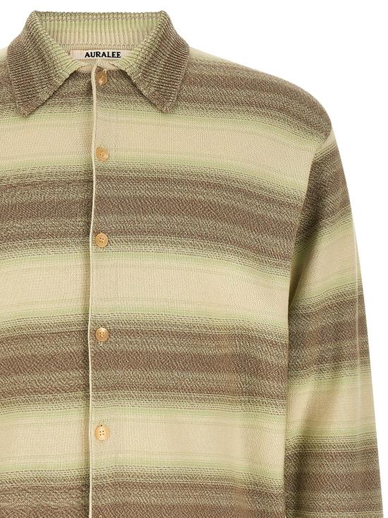 26SS 오라리 가디건 A26SC01GBLIMEGRAYSTRIPE Green - AURALEE