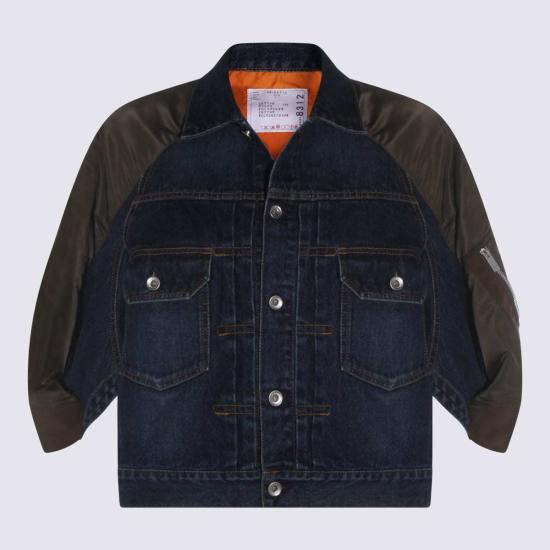  사카이 데님 자켓 Sacai 데님 재킷 블루/카키