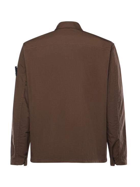  스톤 아일랜드 자켓 로고 코튼 오버셔츠 베이지 - STONE ISLAND