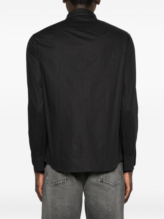  엠포리오 아르마니 긴팔 셔츠 로고 코튼 셔츠 블랙 - EMPORIO ARMANI