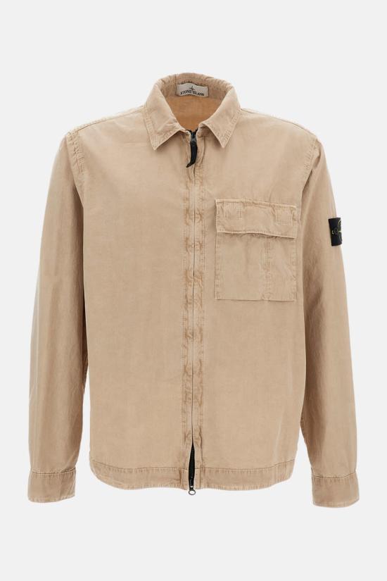  스톤 아일랜드 긴팔 셔츠 코튼 오버셔츠 베이지