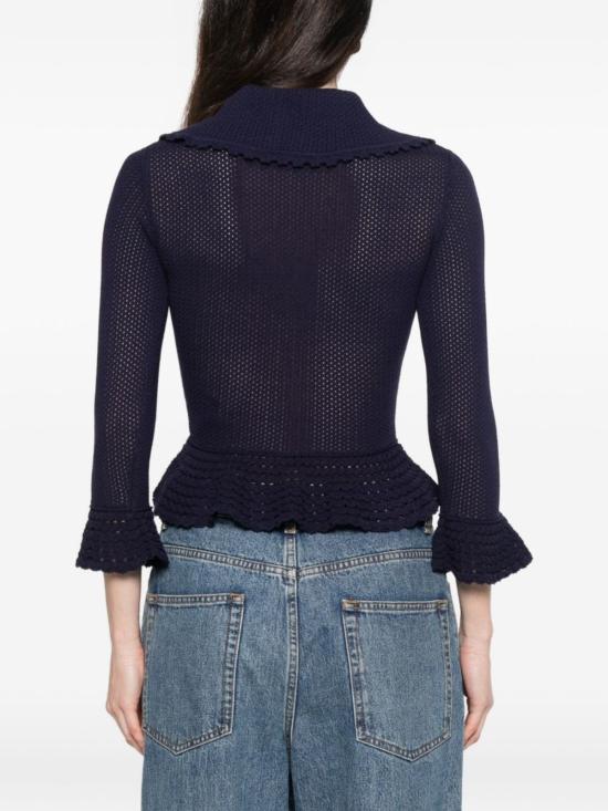  셀프 포트레이트 스웨터 스캘럽 트림 참 장식  블루 - SELF PORTRAIT