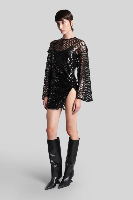  디 아티코 숏 원피스 아티코 미니 드레스 블랙 - THE ATTICO