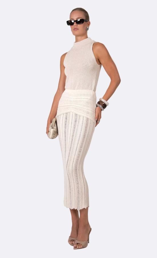  논살란트 레이블 미디 스커트 논샬랑 라벨 바이올렛 스커트 베이지 - NONCHALANT LABEL