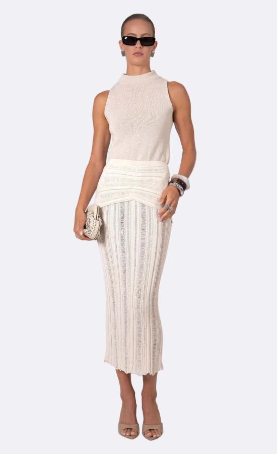  논살란트 레이블 미디 스커트 논샬랑 라벨 바이올렛 스커트 베이지