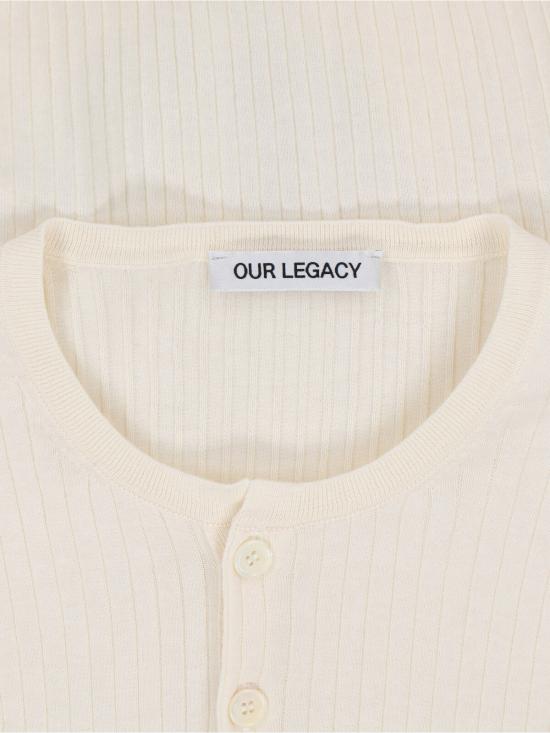 26SS 아워레가시 파인 헨리 코튼 티셔츠 M2263FI IVORY COTTON CREPE White - OUR LEGACY