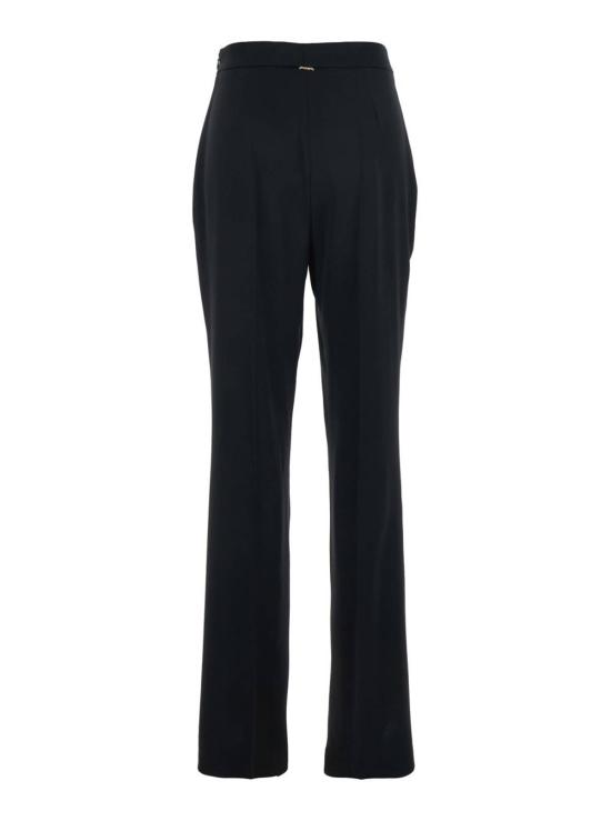  트윈셋 팬츠 지퍼 여밈과 뒷면 로고 플레이트가 있는 블랙 - TWINSET