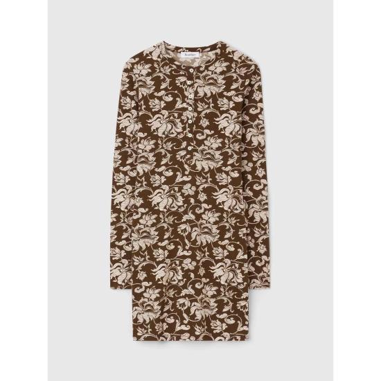  로데브예 반팔 티셔츠 로데비에르 키아라 헨리 셔츠 드레스 브라운/크림