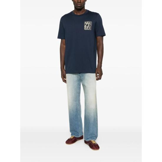  마르니 반팔 티셔츠 티셔츠 블루 - MARNI