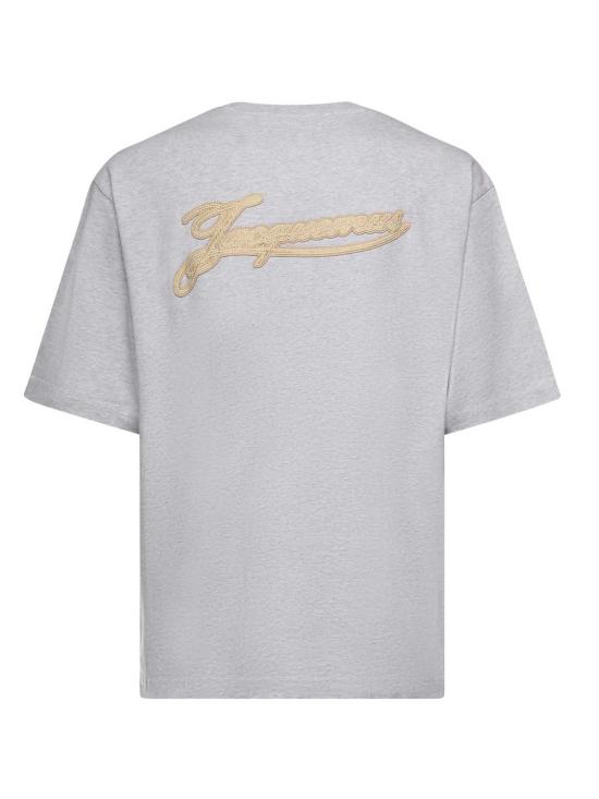  자크뮈스 반팔 티셔츠 토르네오 코튼 저지 티셔츠 로즈메리 라벨 그레이 - JACQUEMUS