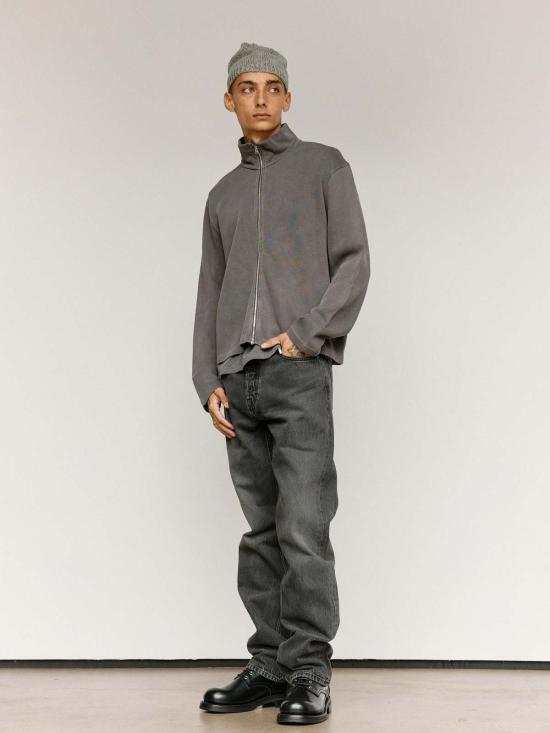  아워레가시 긴팔 티셔츠 Our Legacy Shrunken Fullzip Sweatshirt Worn Graphite - OUR LEGACY