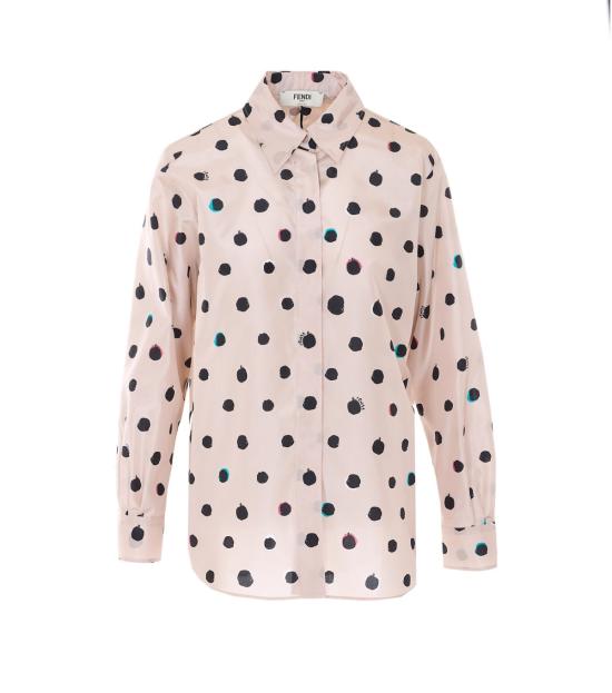  펜디 블라우스 도트 프린트 셔츠 화이트