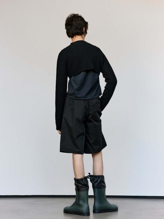  리에르 스웨터 리어 울 부클 라운드넥 크롭 - RIER