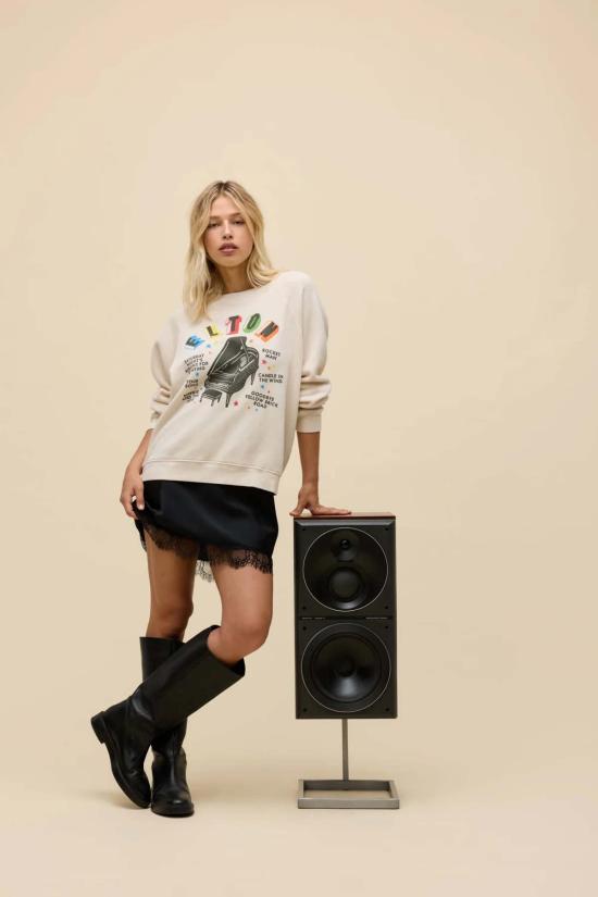  데이드리머 스웨터 엘튼 존 레인보우 피아노 빈티지 래글런 스웨트셔츠 더티 화이트 - DAYDREAMER