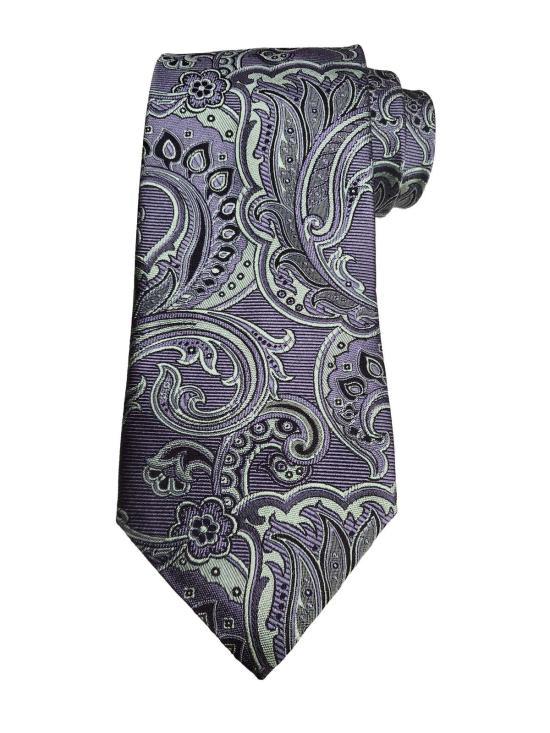  에트로 넥타이 자카드 페이즐리 프린트 실크  (녹색)
