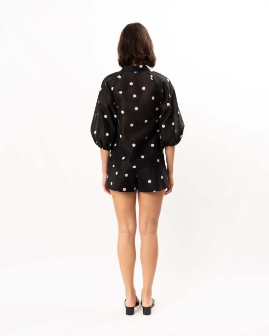  알렉시스 블라우스 캠브리지 탑 블랙/화이트 - ALEXIS