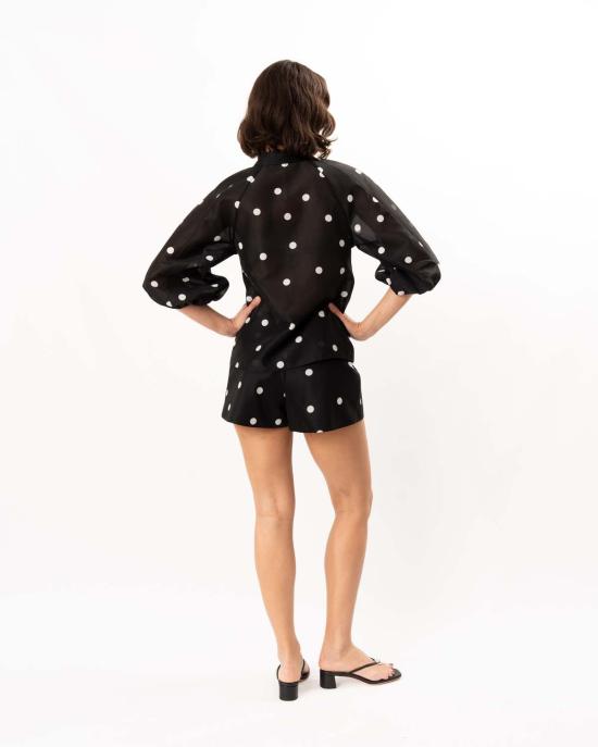  알렉시스 블라우스 캠브리지 탑 블랙/화이트 - ALEXIS