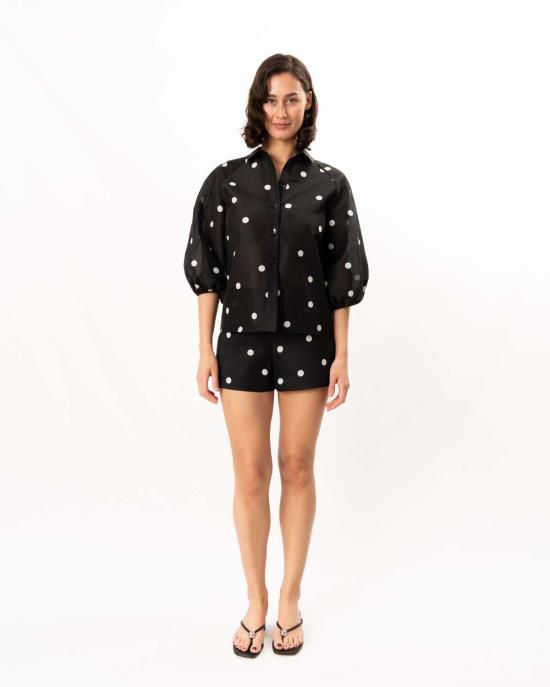  알렉시스 블라우스 캠브리지 탑 블랙/화이트 - ALEXIS