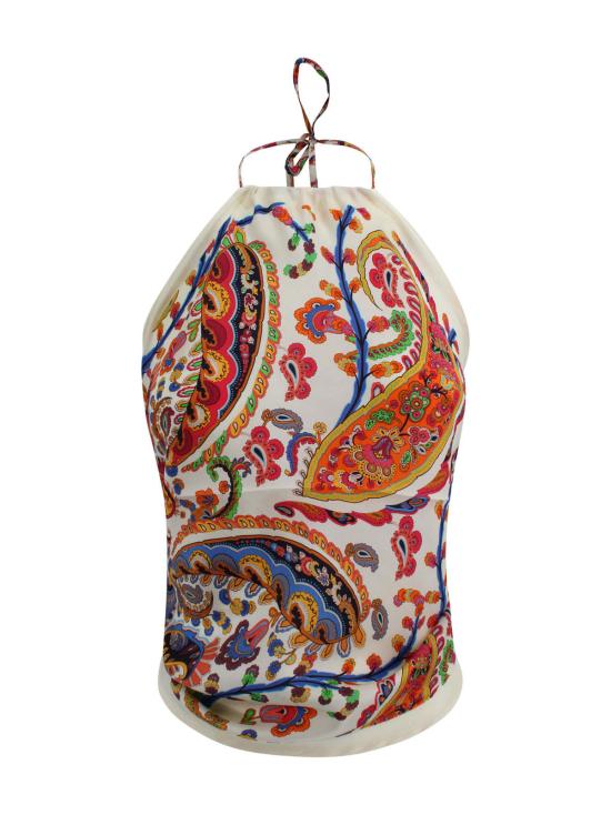  에트로 블라우스 실크 반다나 스타일 탑 (페이즐리 프린트)